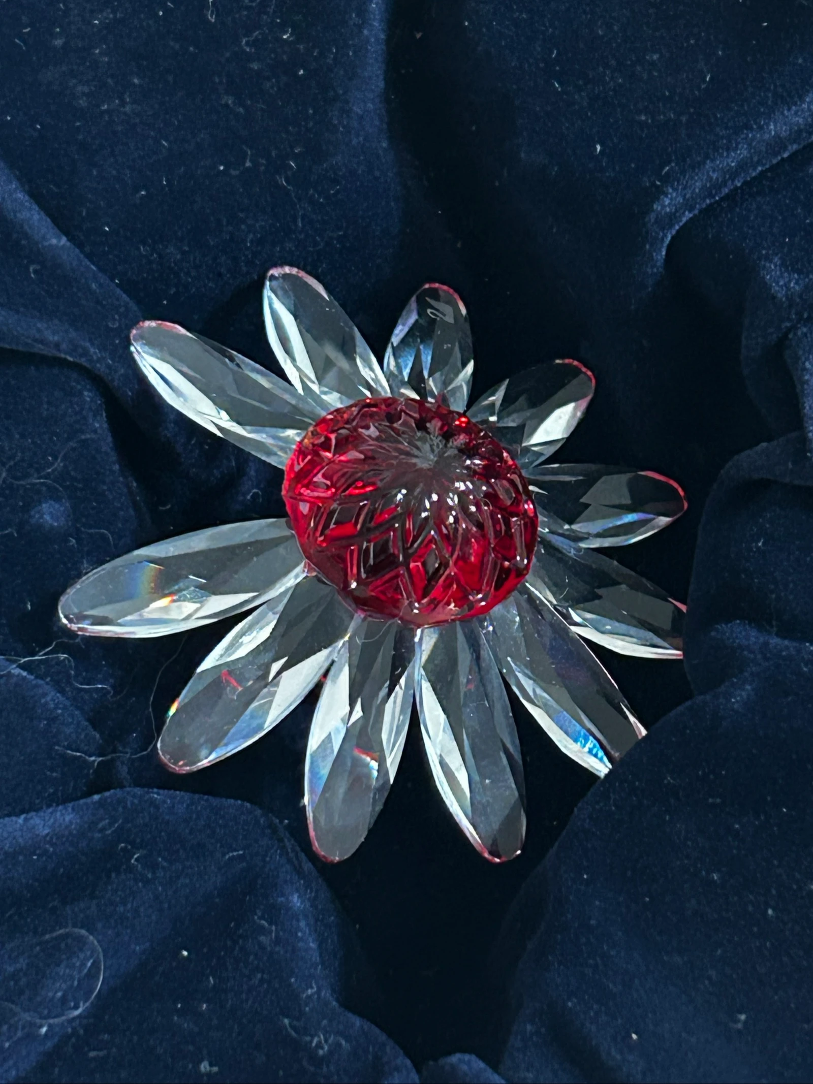 Swarovski Red Marguerite Flower Crystal – Vintage decorative piece with box – photo 2